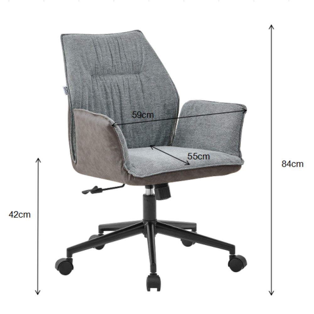 poltrona girevole citra con rotelle in retro elephant e seduta grigia, perfetta per lunghe sessioni di lavoro al computer