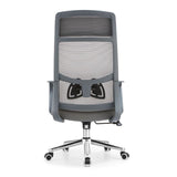 poltrona ufficio pasco con schienale in rete alto e reclinabile colore grigio, meccanismo reclinabile e regolabile in altezza