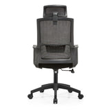 poltrona ufficio ica con schienale in rete e poggiatesta regolabile colore nero, perfetta per lunghe sessioni di lavoro al computer