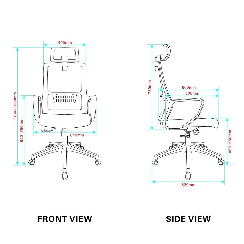 poltrona ufficio ica con schienale in rete e poggiatesta regolabile colore bianco, base girevole con ruote per massima mobilità