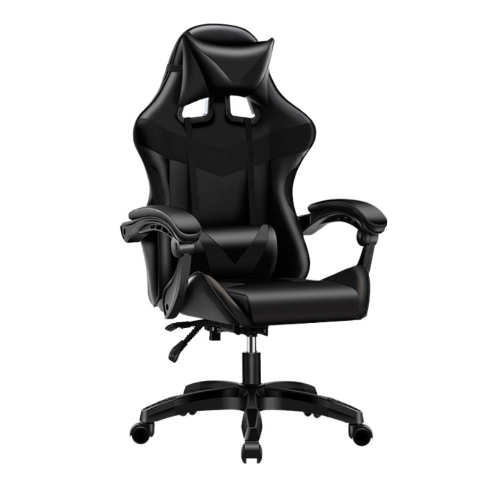 sedia da ufficio gaming con schienale alto e imbottitura in pvc colore nero, meccanismo reclinabile e regolabile in altezza