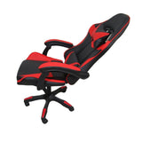 sedia da ufficio gaming con schienale alto e imbottitura in pvc colore nero con dettagli rosso, perfetta per lunghe sessioni di lavoro al computer
