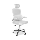 sedia da ufficio ergonomica vibes con tessuto a rete bianco con base cromata, dettaglio di schienale regolabile e braccioli imbottiti