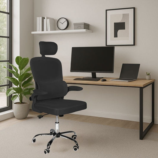 sedia da ufficio ergonomica vibes con tessuto a rete nero con base cromata, sedia ergonomica da ufficio per supporto lombare