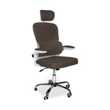 sedia da ufficio ergonomica vibes con struttura bianca e seduta in tessuto a rete tortora con base cromata, vista ambientata in studio o postazione di lavoro