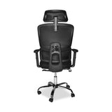 poltrona per ufficio ant con schienale in rete e poggiatesta regolabile con base cromata colore nero, meccanismo reclinabile e regolabile in altezza