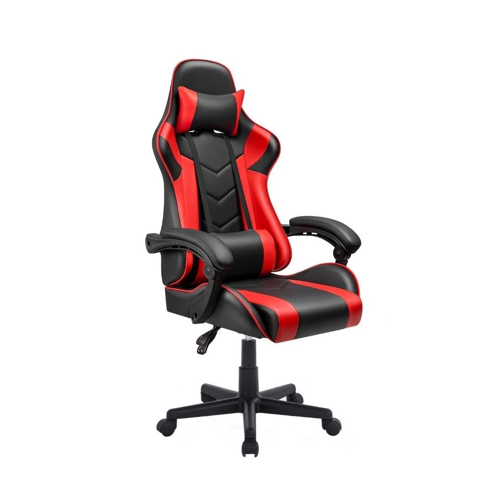 poltrona gaming katana rosso nera inclinabile, sedia ergonomica da ufficio per supporto lombare