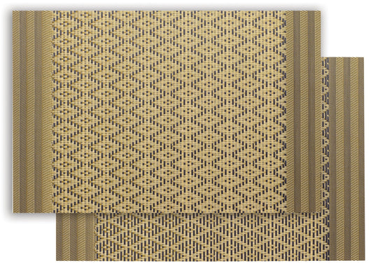 set da tavola kadra nero/oro, colore nero/oro, taglia 33 x 45. coordinato da tavola piegato con vista completa su sfondo neutro