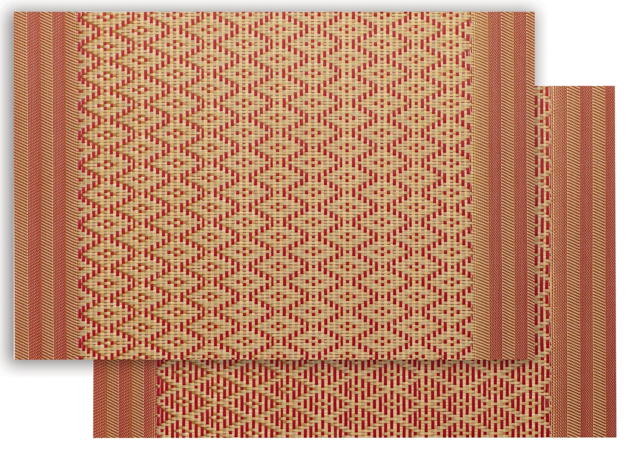 set da tavola kadra rosso/oro, colore rosso/oro, taglia 33 x 45. coordinato da tavola piegato con vista completa su sfondo neutro