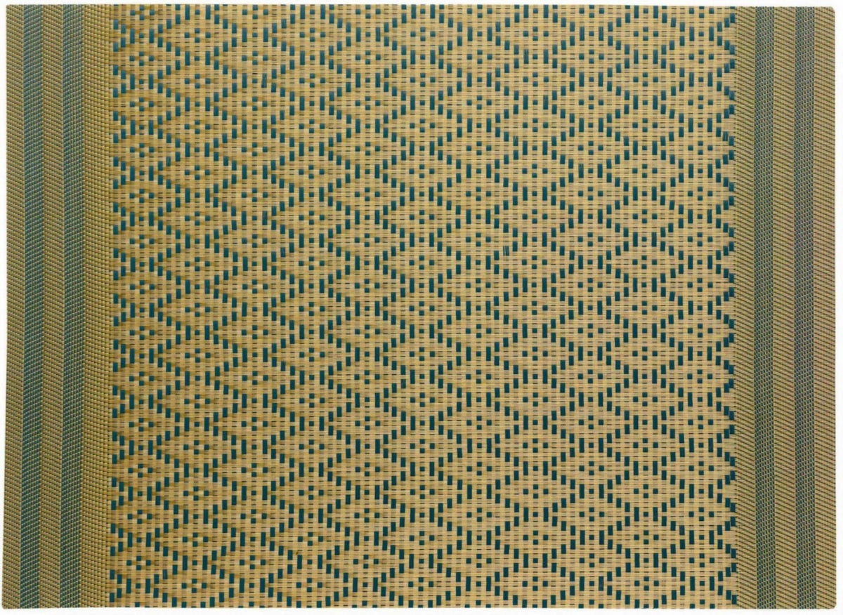 set da tavola kadra pavone/oro, colore pavone/oro, taglia 33 x 45. coordinato da tavola piegato con vista completa su sfondo neutro