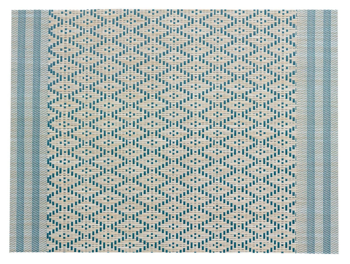 set da tavola kadra pavone, colore pavone, taglia 33 x 45. coordinato da tavola piegato con vista completa su sfondo neutro