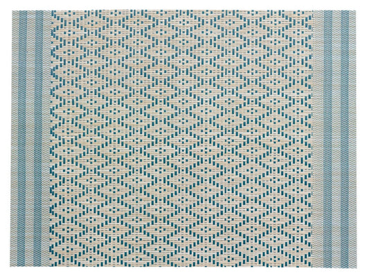 set da tavola kadra pavone, colore pavone, taglia 33 x 45. coordinato da tavola piegato con vista completa su sfondo neutro