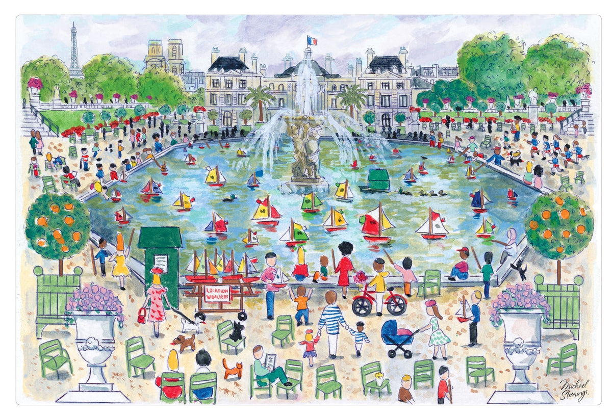 set da tavola jardin du luxembourg assortito, colore assortito, taglia 30 x 45. coordinato da tavola piegato con vista completa su sfondo neutro