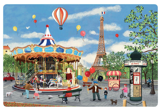 set da tavola carrousel tour eiffel assortito, colore assortito, taglia 30 x 45. coordinato da tavola piegato con vista completa su sfondo neutro 2000