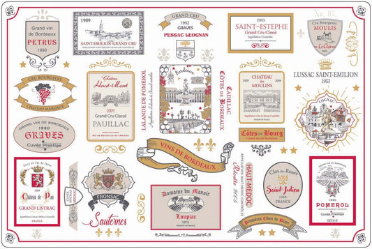 set da tavola multi-etiquettes bordeaux multico, colore multico, taglia 30 x 45. coordinato da tavola piegato con vista completa su sfondo neutro