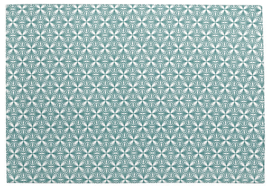 set da tavola calypse pavone, colore pavone, taglia 33 x 48. coordinato da tavola piegato con vista completa su sfondo neutro