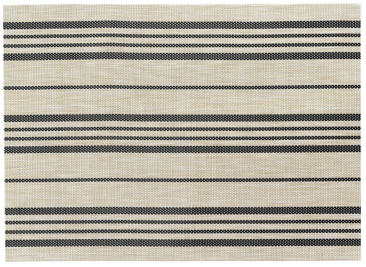 set da tavola sina naturale/nero, colore naturale/nero, taglia 33 x 45. coordinato da tavola piegato con vista completa su sfondo neutro