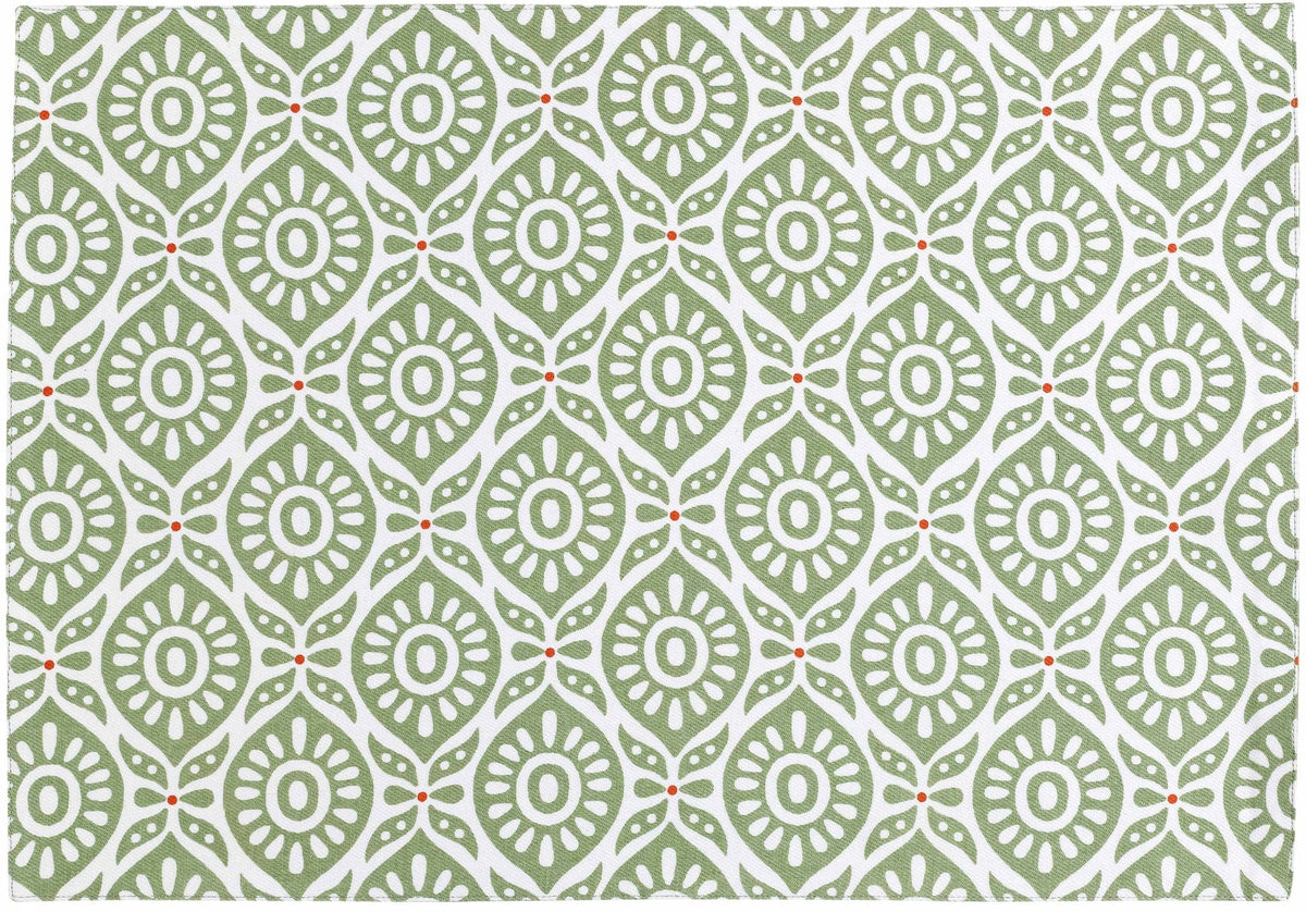 set da tavola rivestito riciclato citrus cactus, colore cactus, taglia 33 x 48. coordinato da tavola piegato con vista completa su sfondo neutro