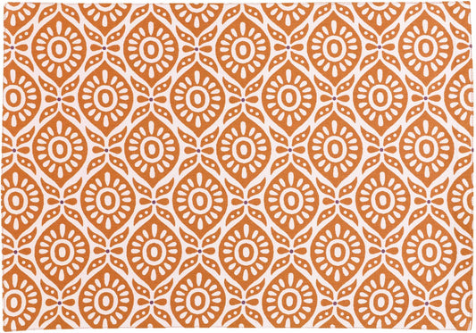 set da tavola rivestito riciclato citrus terracotta, colore terracotta, taglia 33 x 48. coordinato da tavola piegato con vista completa su sfondo neutro