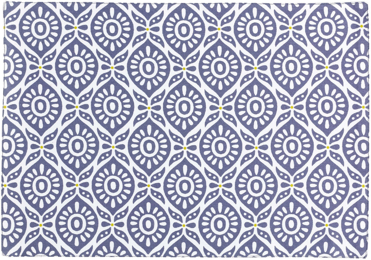 set da tavola rivestito riciclato citrus cobalto, colore cobalto, taglia 33 x 48. coordinato da tavola piegato con vista completa su sfondo neutro