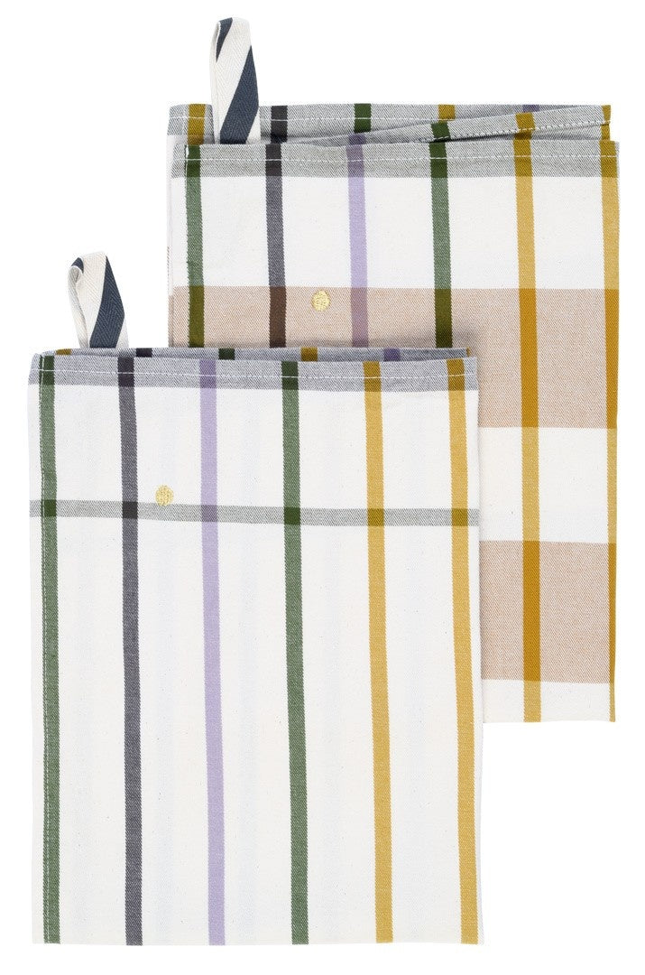 set di 2 strofinacci archie noci, colore noci, taglia 50 x 70. strofinaccio piegato su fondo neutro per mostrare texture e finiture