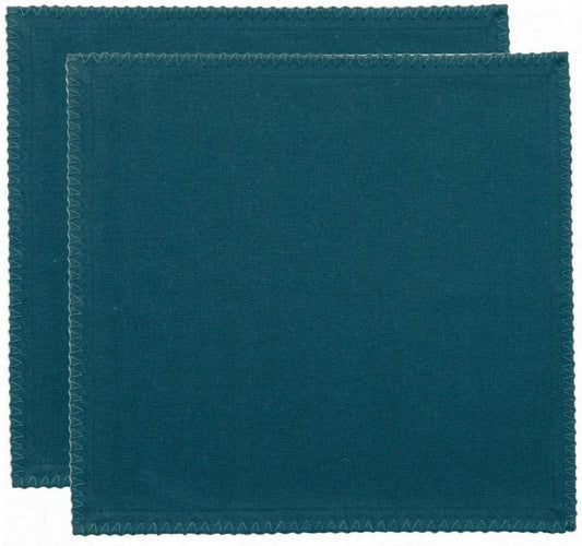 set di 2 tovaglioli riciclati delia pavone, colore pavone, taglia 41 x 41. realizzato in 80% cotone riciclato 20% poliestere, perfetto per una tavola elegante e curata