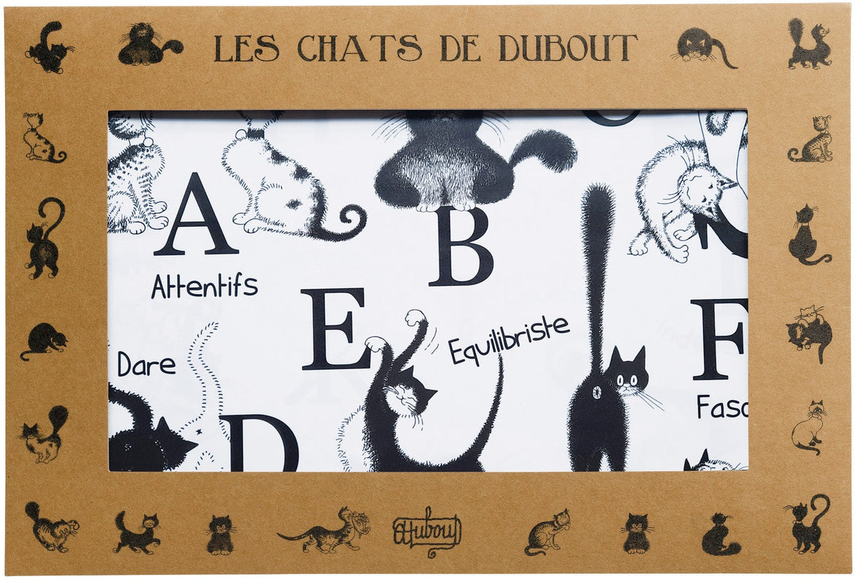 set di 4 tovagliette dubout abecedaire nero/bianco, colore nero/bianco, taglia 30 x 45. tovaglietta in tessuto naturale perfettamente disposta su tavolo in legno