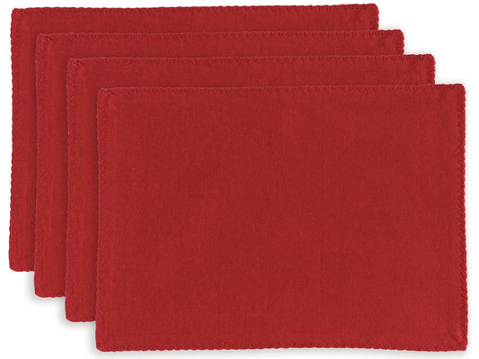 set di 4 tovagliette riciclate delia tango, colore tango, taglia 33 x 45. tovaglietta in tessuto naturale perfettamente disposta su tavolo in legno 2000