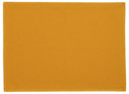 set di 4 tovagliette riciclate delia girasole, colore girasole, taglia 33 x 45. tovaglietta in tessuto naturale perfettamente disposta su tavolo in legno