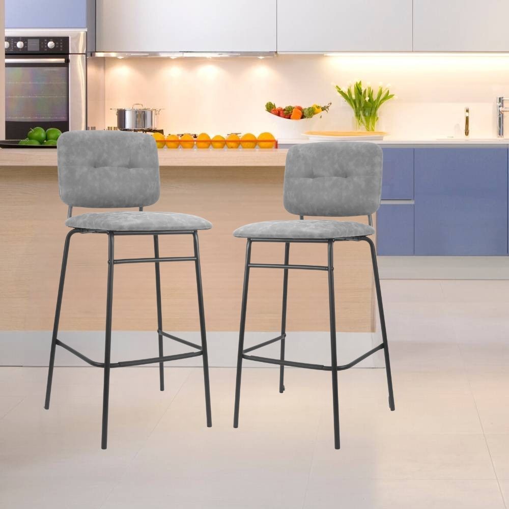 sgabello ross in velluto grigio con gambe nere, sgabello moderno per cucina, bar o penisola