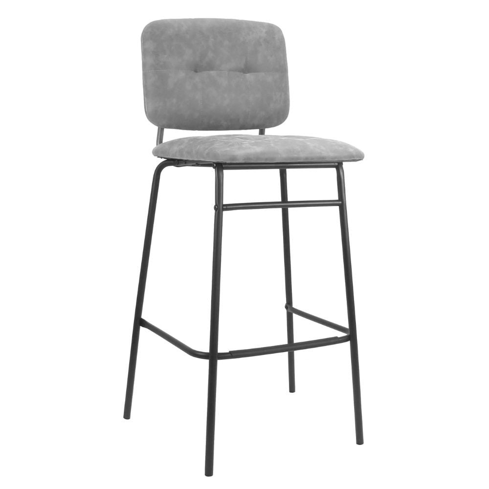 sgabello ross in velluto grigio con gambe nere, dettaglio della seduta imbottita o in legno