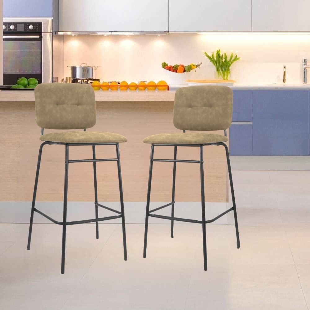 sgabello ross in velluto cappuccino con gambe nere, sgabello moderno per cucina, bar o penisola