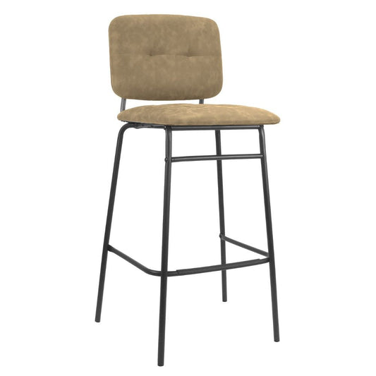 sgabello ross in velluto cappuccino con gambe nere, dettaglio della seduta imbottita o in legno