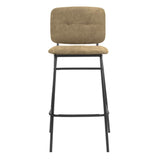 sgabello ross in velluto cappuccino con gambe nere, vista ambientata accanto a bancone o isola