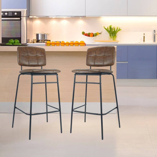 sgabello ross in ecopelle ruggine con gambe nere, sgabello moderno per cucina, bar o penisola