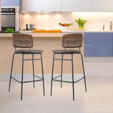 sgabello ross in ecopelle ruggine con gambe nere, sgabello moderno per cucina, bar o penisola