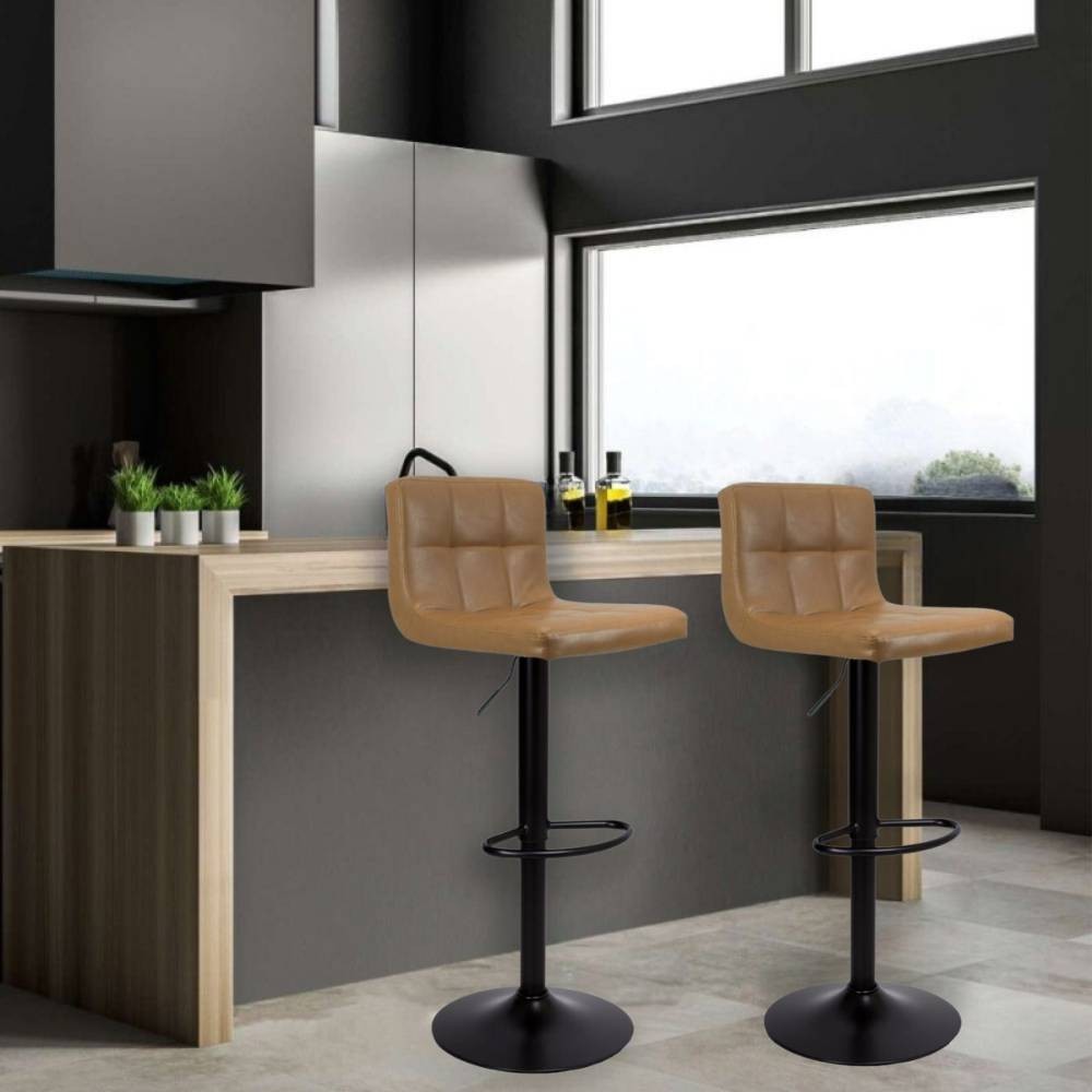 sgabello regolabile mosva colore ruggine con gambe nere opache, sgabello moderno per cucina, bar o penisola