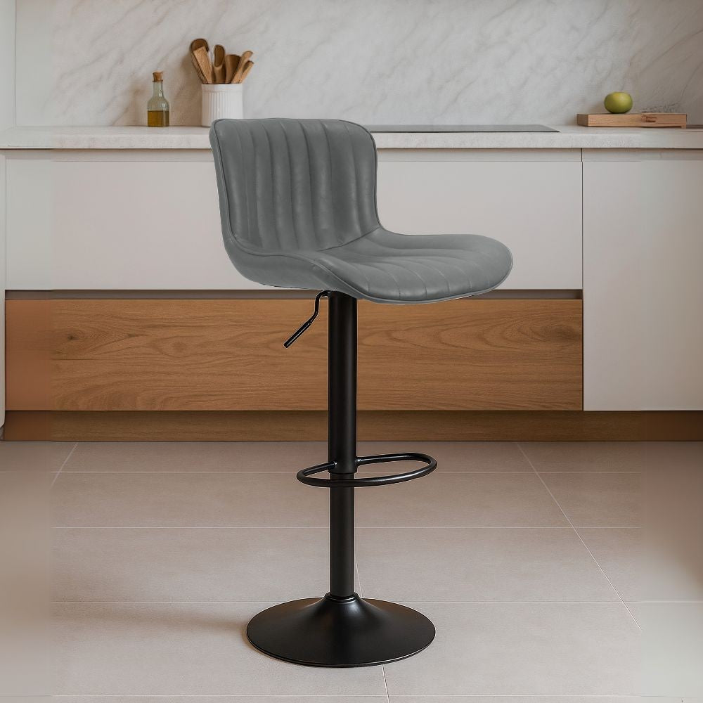 sgabello regolabile snas grigio scuro con piede nero, sgabello moderno per cucina, bar o penisola