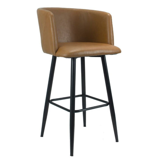 sgabello limin in ecopelle tortora con gambe nere opache, dettaglio della seduta imbottita o in legno