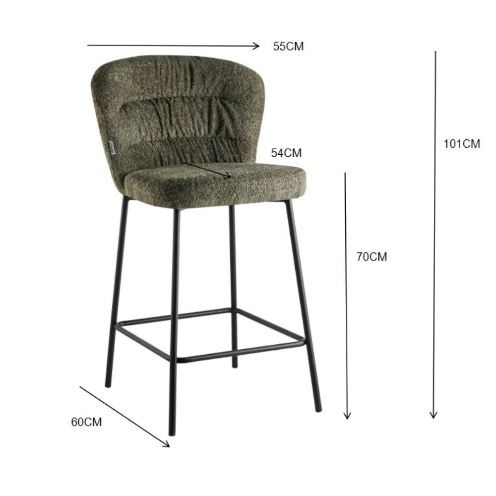 sgabello imbottito cami in tessuto teddy tortora, vista ambientata accanto a bancone o isola