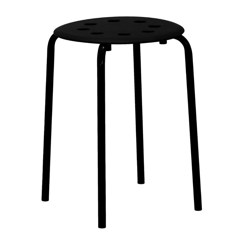 sgabello in metallo h2008 colore nero con gambe nere, sgabello moderno per cucina, bar o penisola