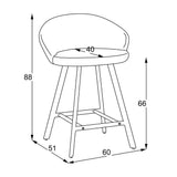 sgabello saki in tessuto nordic 15 grigio con gambe nere, design salvaspazio ideale per ambienti contemporanei