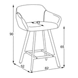 sgabello mey in tessuto nordic 18 grigio scuro con gambe in metallo nere, design salvaspazio ideale per ambienti contemporanei