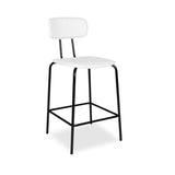 sgabello glami in pvc effetto cuoio bianco con struttura in metallo nera, vista ambientata accanto a bancone o isola