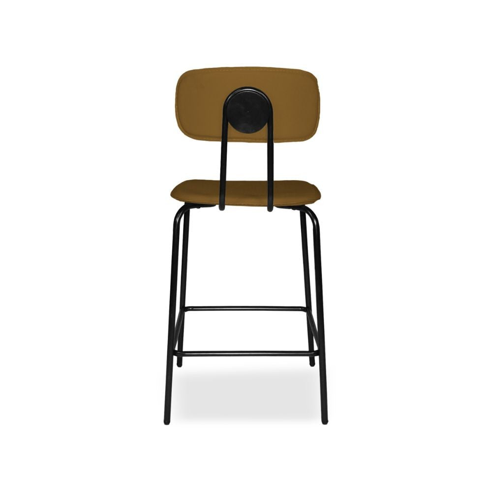 sgabello glami in pvc effetto cuoio brown con struttura in metallo nera, seduta ergonomica per comfort prolungato