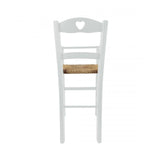 sediolone bimbo 708 legno bianco e seduta paglia, design salvaspazio ideale per ambienti contemporanei