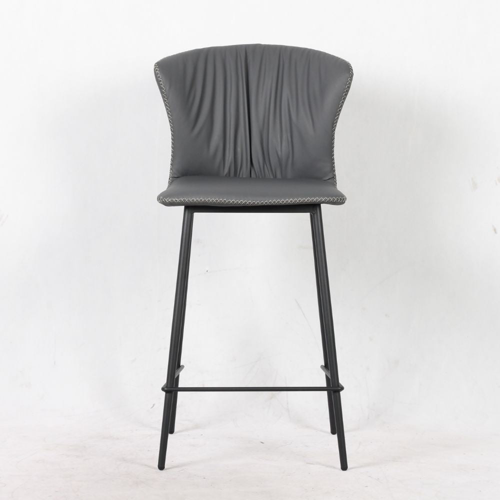 sgabello core colore antracite con gambe in metallo nero, sgabello moderno per cucina, bar o penisola