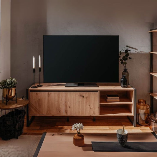 mobile porta tv denver 54 l160xp40xh55 quercia antracite, composizione moderna per soggiorno elegante e funzionale