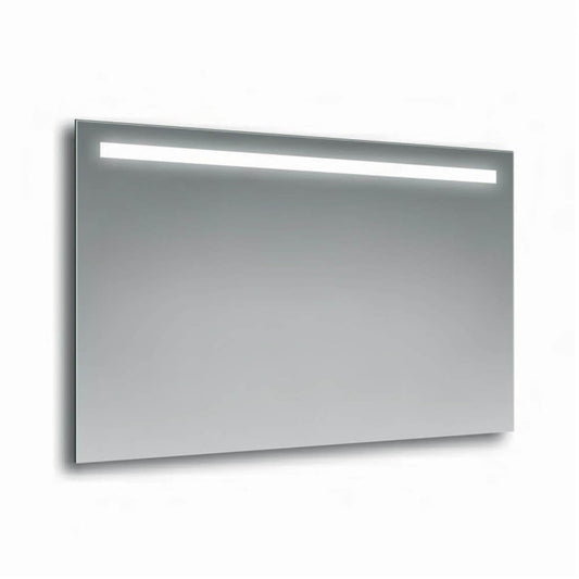 specchio edmonton 100x70 cm con fascia led, specchiera moderna con cornice minimal per bagno