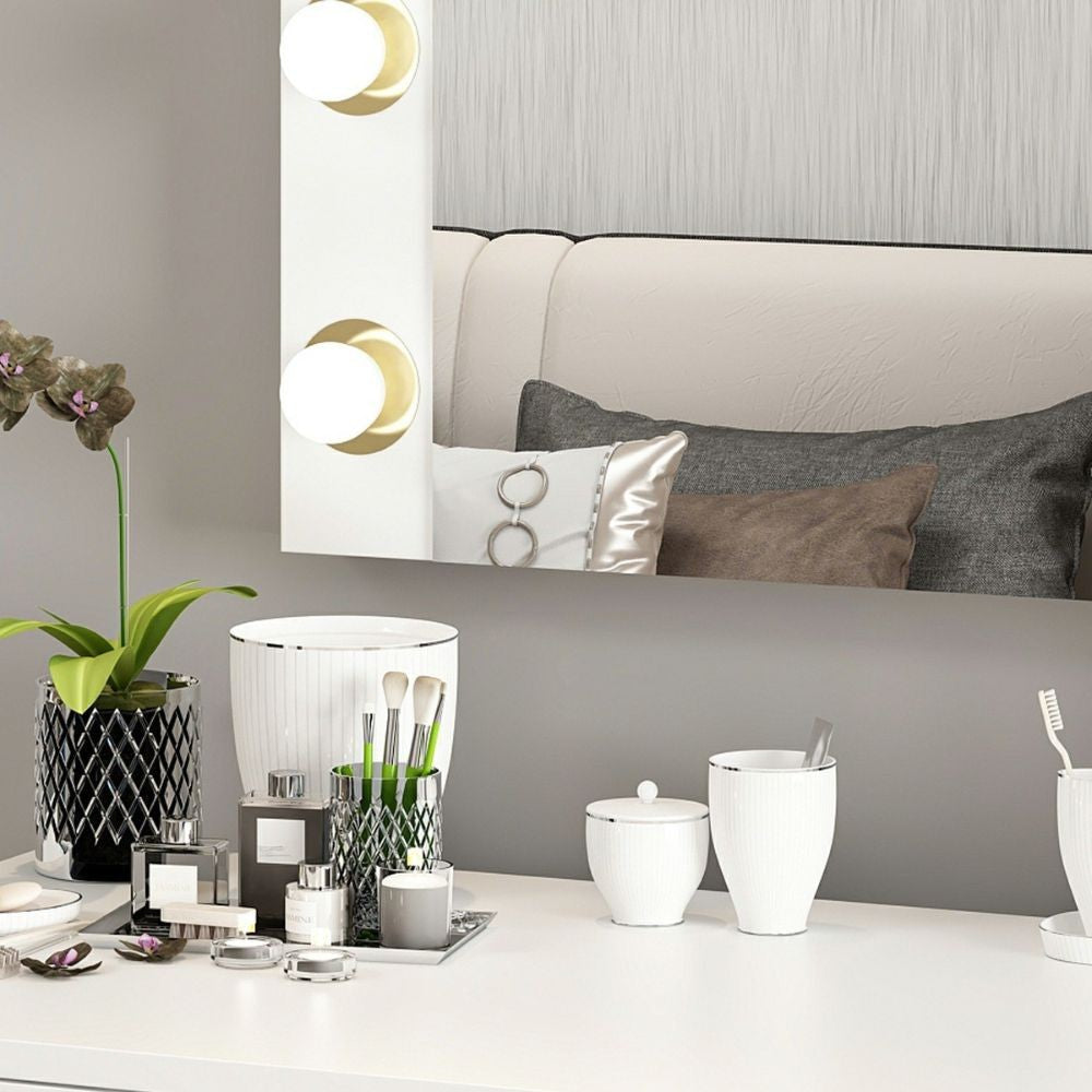 specchio trucco armin colore bianco con luci led lampadine non incluse, ideali per dare profondità e personalità agli ambienti